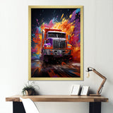 Expressionist Monster Truck Fury - Truck Canvas Wall Art