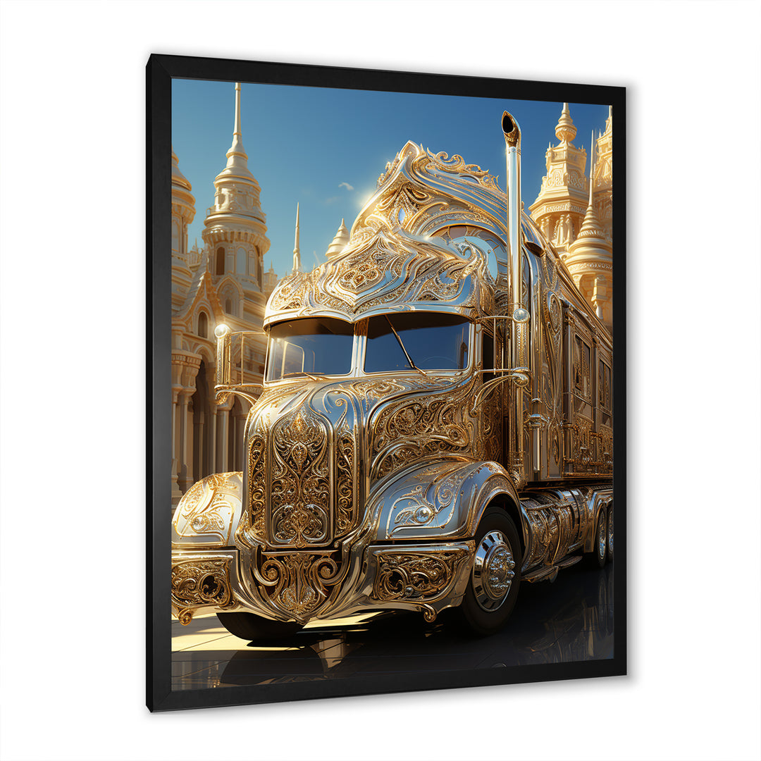 Golden Semi Truck Dream - Truck Canvas Wall Art