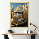 Golden Semi Truck Dream - Truck Canvas Wall Art