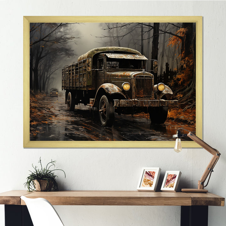 Brown 1930s Delivery Truck - Truck Canvas Wall Art
