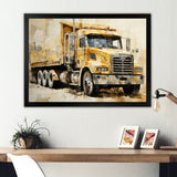 Beige Semi Truck Collage - Truck Canvas Wall Art