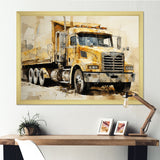 Beige Semi Truck Collage - Truck Canvas Wall Art