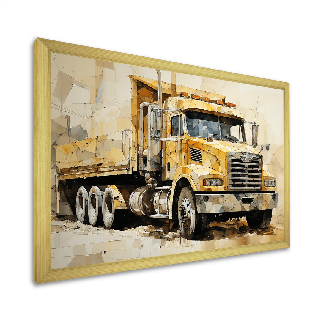 Beige Semi Truck Collage - Truck Canvas Wall Art