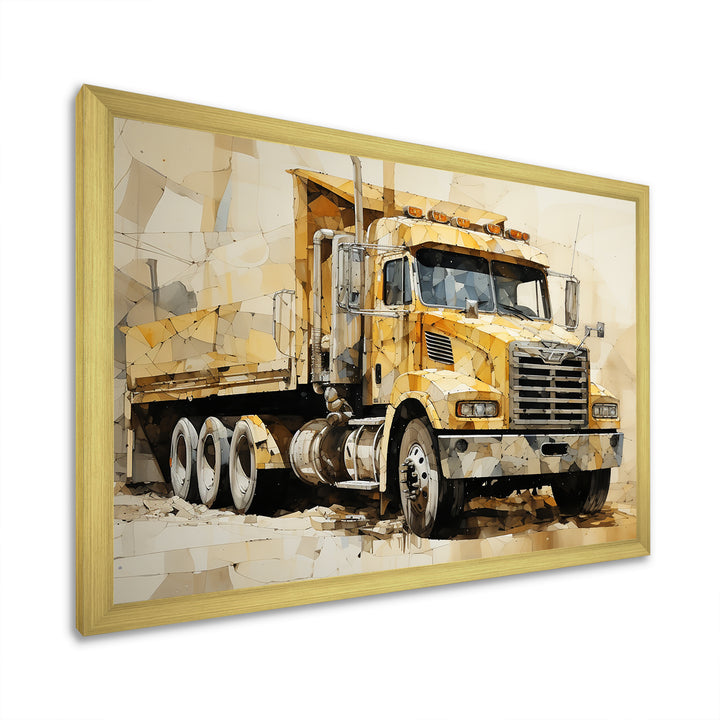 Beige Semi Truck Collage - Truck Canvas Wall Art