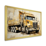 Beige Semi Truck Collage - Truck Canvas Wall Art