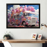 Pastel Ice Cream Van 70s - Car Van Canvas Wall Art