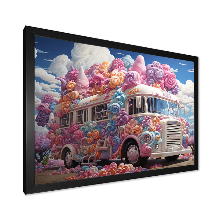 Pastel Ice Cream Van 70s - Car Van Canvas Wall Art