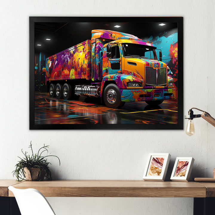 Street Art Semi Trailer Truck - Truck Canvas Wall Art