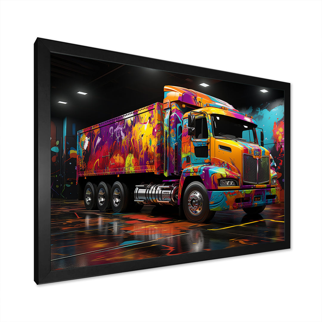 Street Art Semi Trailer Truck - Truck Canvas Wall Art