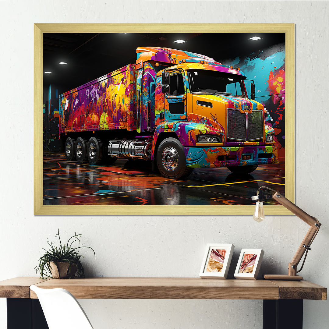 Street Art Semi Trailer Truck - Truck Canvas Wall Art