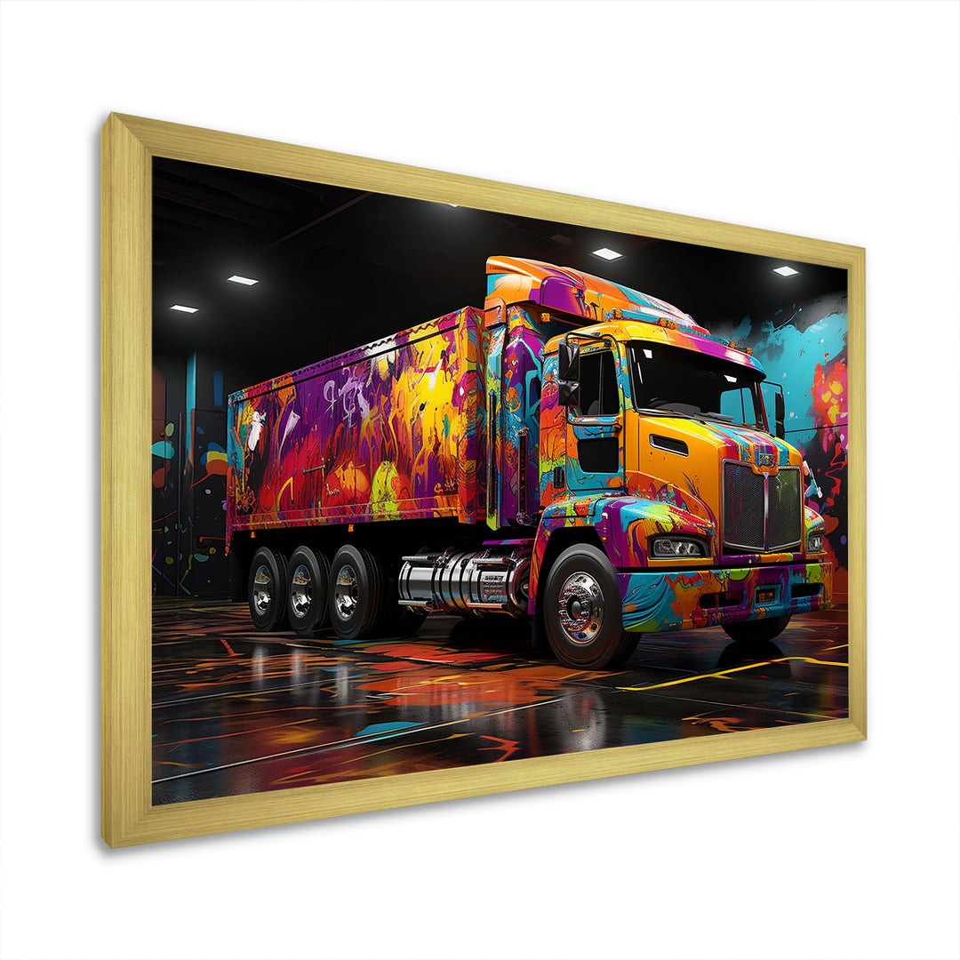 Street Art Semi Trailer Truck - Truck Canvas Wall Art