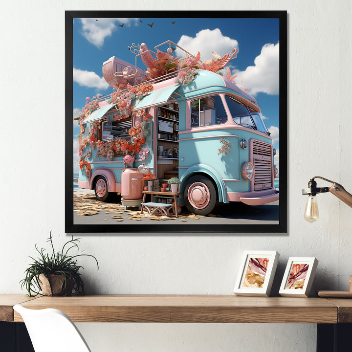 Pastel Ice Cream Truck I - Car Van Canvas Wall Art
