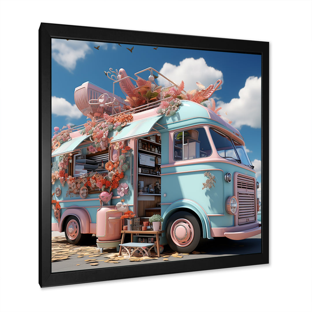 Pastel Ice Cream Truck I - Car Van Canvas Wall Art