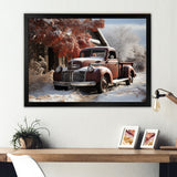 Truck Pickup Charm In Winter - Truck Pickup Canvas Wall Art