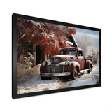 Truck Pickup Charm In Winter - Truck Pickup Canvas Wall Art