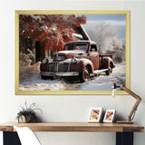 Truck Pickup Charm In Winter - Truck Pickup Canvas Wall Art