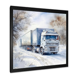 Truck Trailer Charm In Winter - Truck Trailer Canvas Wall Art