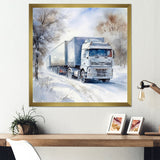 Truck Trailer Charm In Winter - Truck Trailer Canvas Wall Art