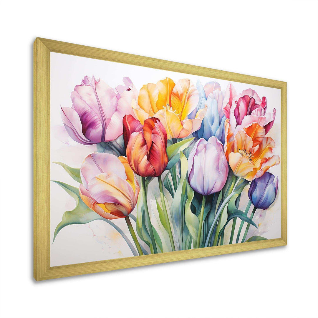 Painted Multicolor Tulips Collage - Floral Canvas Wall Art