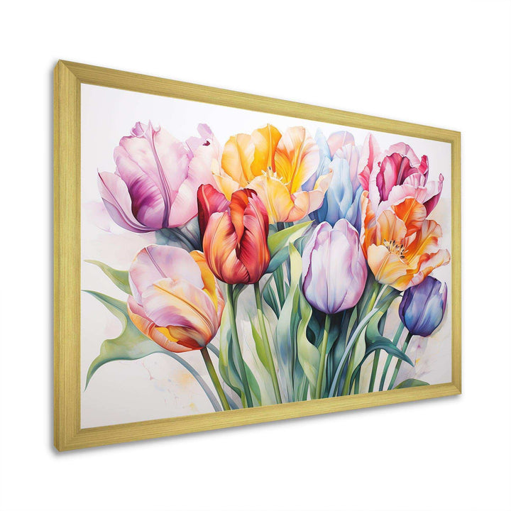 Painted Multicolor Tulips Collage - Floral Canvas Wall Art