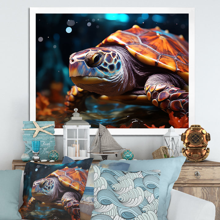 Abstract Aquatic Journey - Turtle Home Decor Art