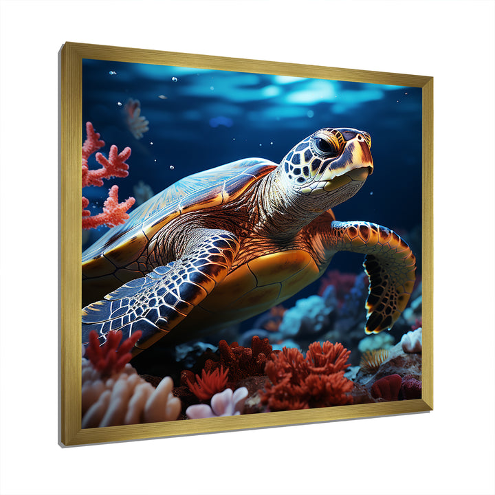 Abstract Serenity - Turtle Framed Canvas Art