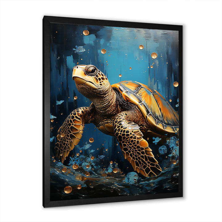 Underwater Golden Shell - Turtle Home Decor Art