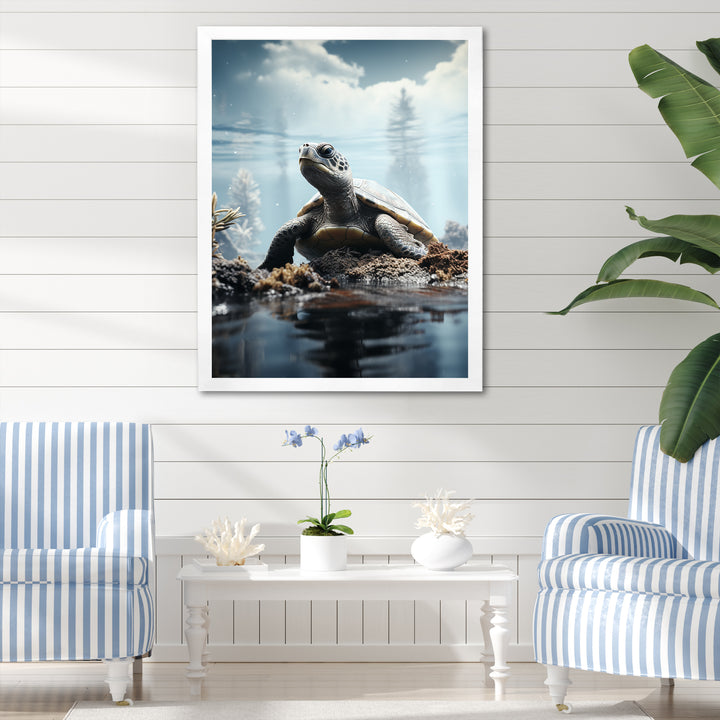 Minimalist Portrayal Of A Turtle - Black Turtle Wall Art