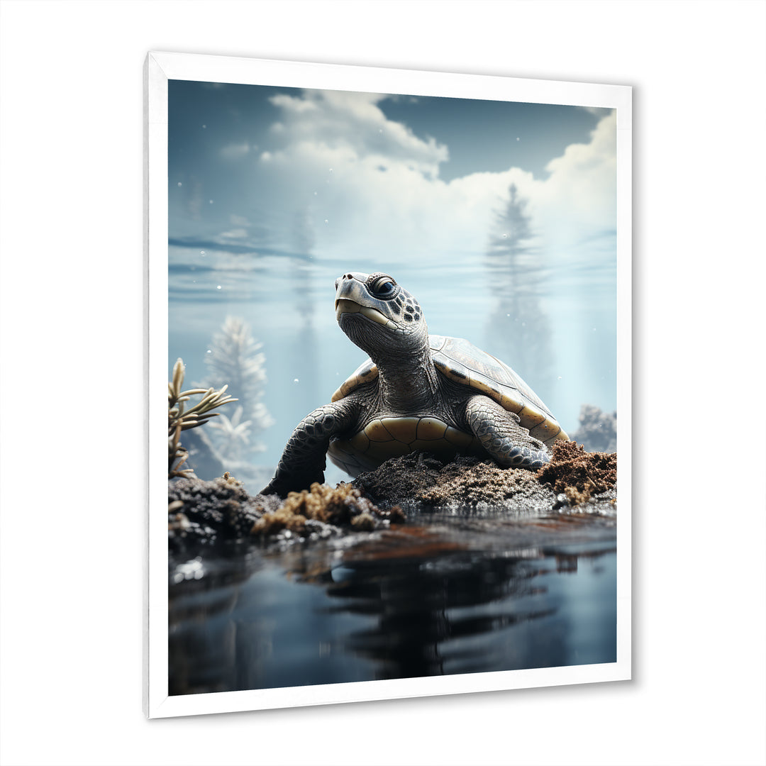 Minimalist Portrayal Of A Turtle - Black Turtle Wall Art
