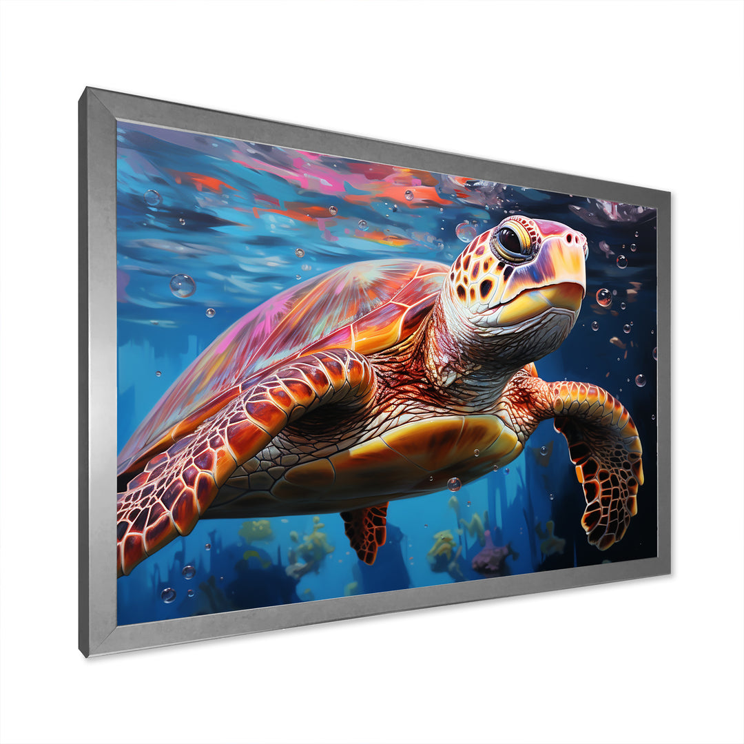 Pastel Sea Turtle - Turtle Large Canvas Wall Art