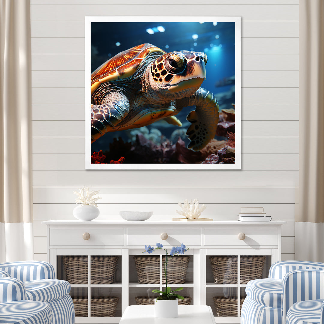Realistic Portrayal Of A Turtle - Turtle Canvas Wall Art