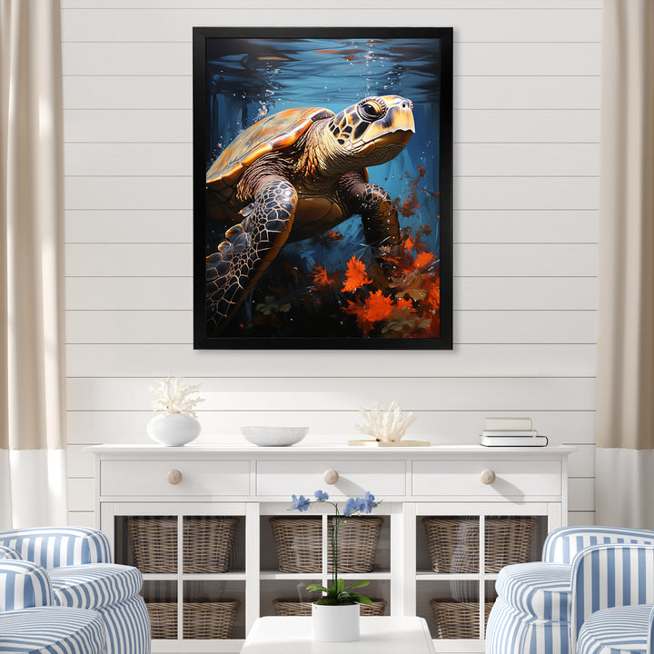 Urban Aquatic Explorer - Turtle Bedroom Wall Art
