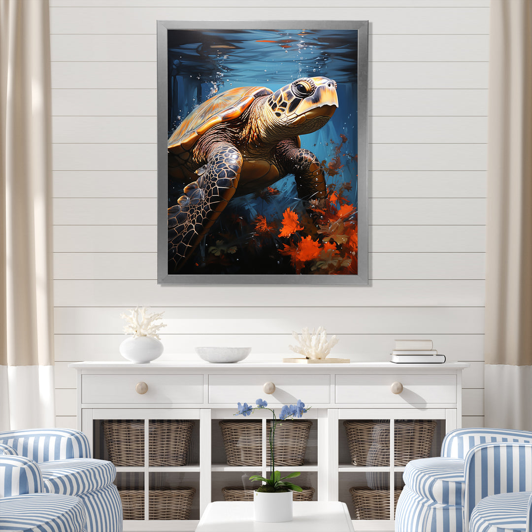 Urban Aquatic Explorer - Turtle Bedroom Wall Art