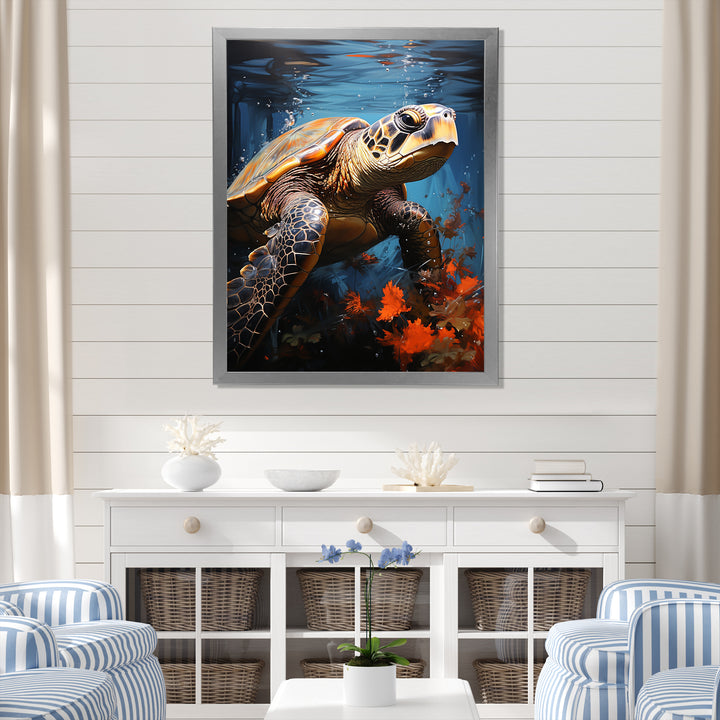 Urban Aquatic Explorer - Turtle Bedroom Wall Art