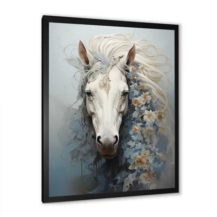 Minimalism Flower Hair Horse - Beige Horse Wall Art