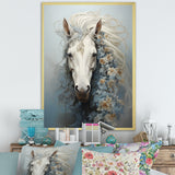 Minimalism Flower Hair Horse - Beige Horse Wall Art