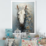 Minimalism Flower Hair Horse - Beige Horse Wall Art