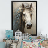 Minimalism Black and white Horse - Horse Large Canvas Wall Art