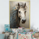 Minimalism Black and white Horse - Horse Large Canvas Wall Art