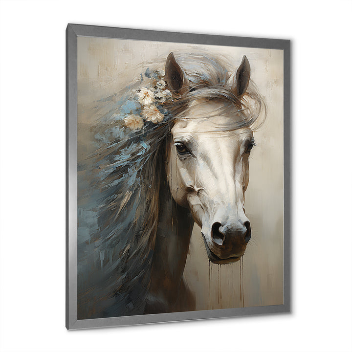 Minimalism Black and white Horse - Horse Large Canvas Wall Art