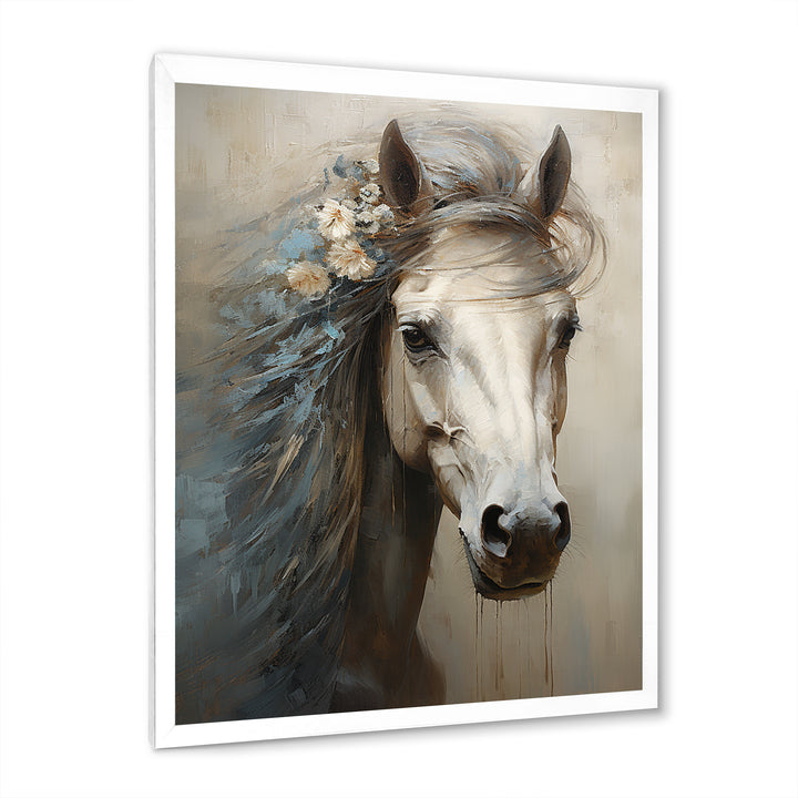 Minimalism Black and white Horse - Horse Large Canvas Wall Art