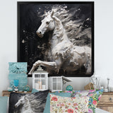 Minimalism Black and white Galloping Horse - Horse Home Decor Art