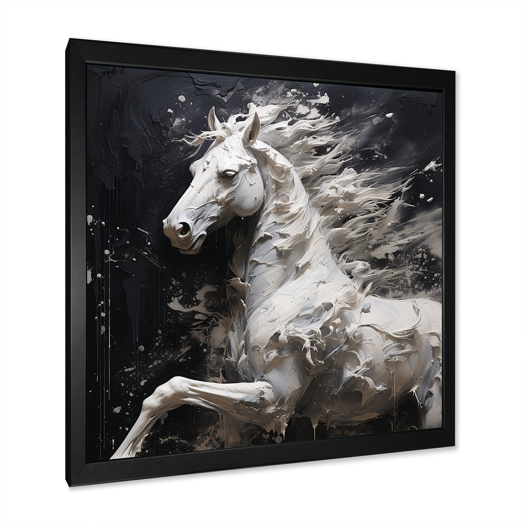 Minimalism Black and white Galloping Horse - Horse Home Decor Art