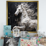 Minimalism Black and white Galloping Horse - Horse Home Decor Art