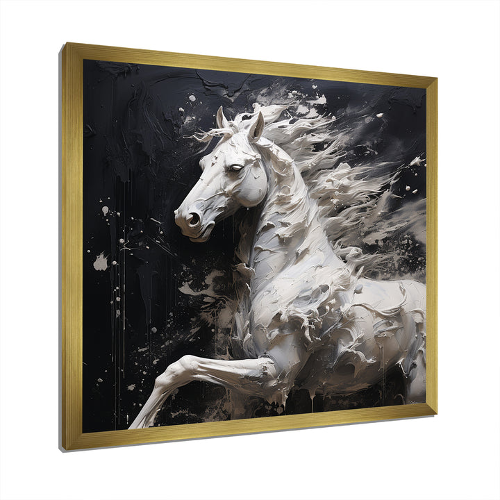 Minimalism Black and white Galloping Horse - Horse Home Decor Art