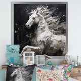 Minimalism Black and white Galloping Horse - Horse Home Decor Art
