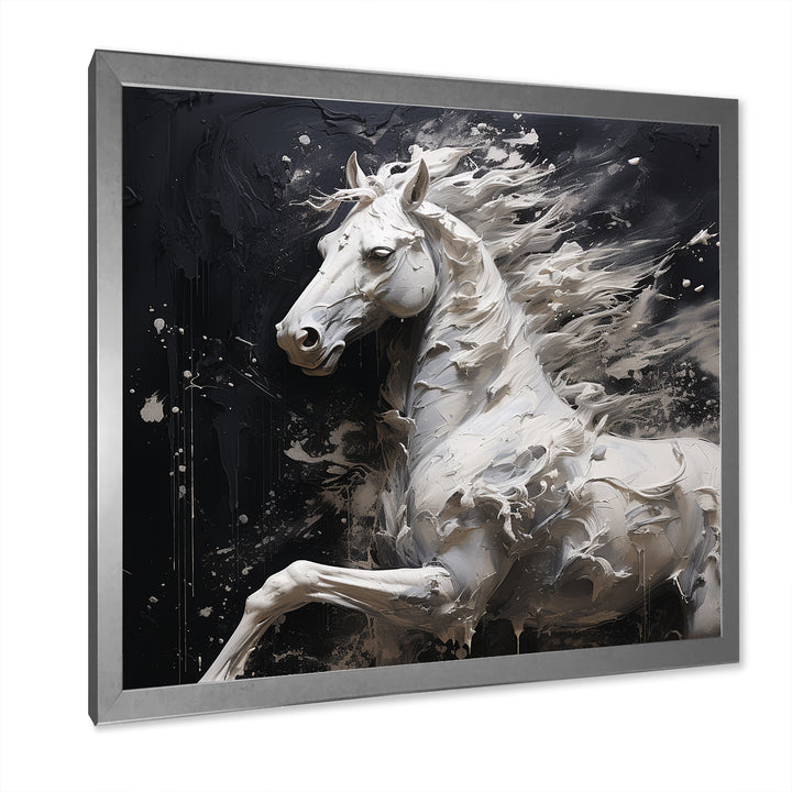 Minimalism Black and white Galloping Horse - Horse Home Decor Art