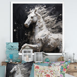 Minimalism Black and white Galloping Horse - Horse Home Decor Art