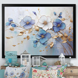 Blue And Gold Exquisit Violets - Floral Canvas Wall Art