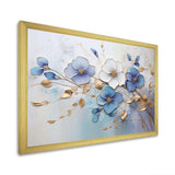 Blue And Gold Exquisit Violets - Floral Canvas Wall Art